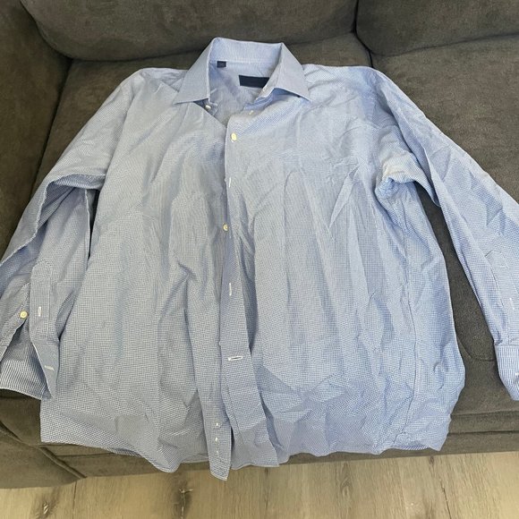 16.5 32/33 Blue/White David Donahue Shirt - Picture 2 of 4